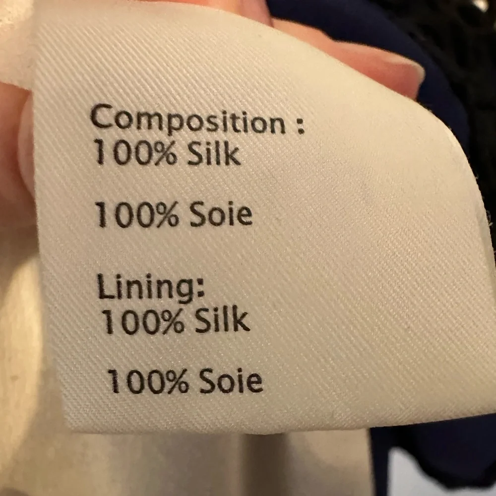 3.1 Phillip Lim cream and navy silk mini dress with black floral overlay- size 8 - Picture 5 of 12